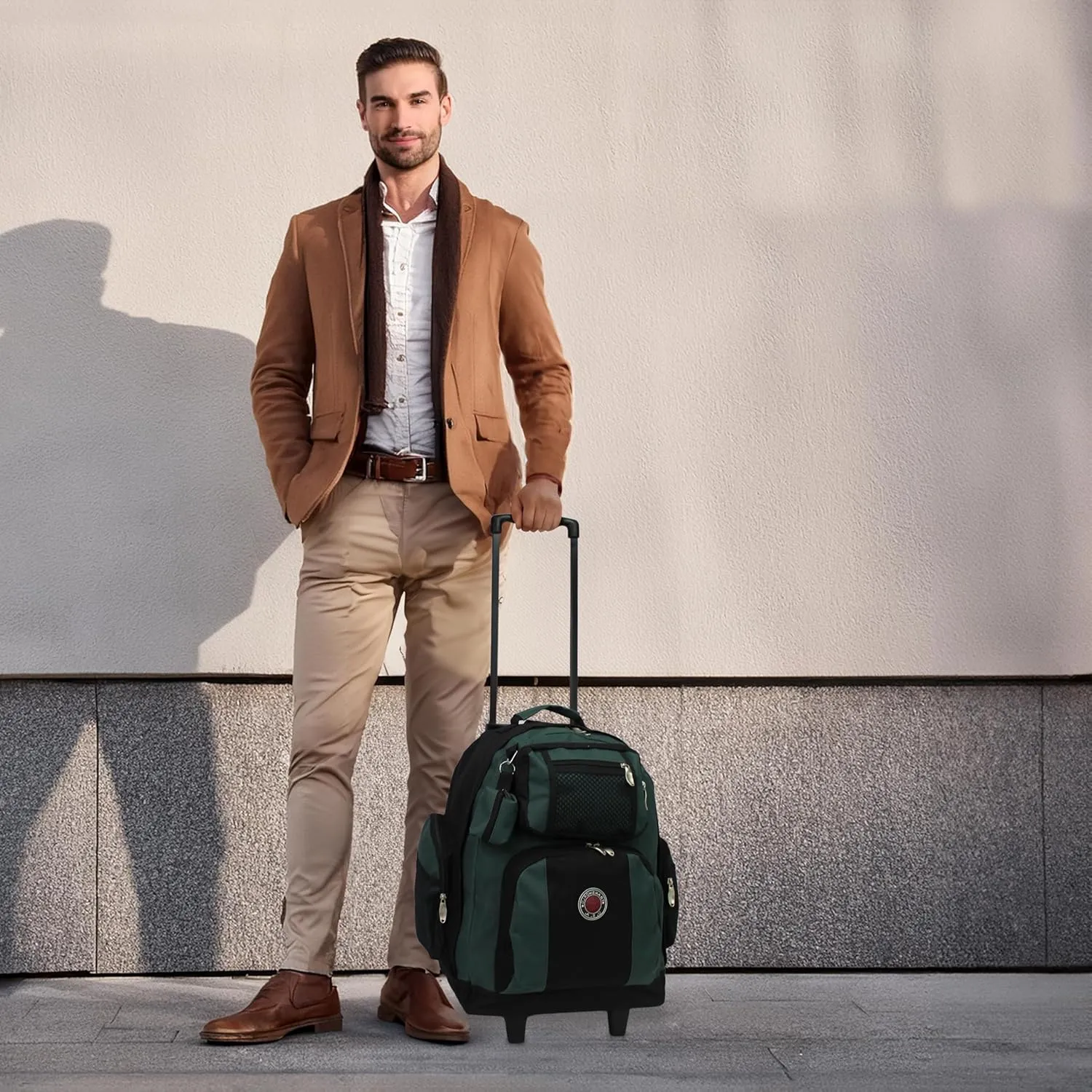 World Traveler Transworld 22-Inch Carry-On Rolling Backpack, Green