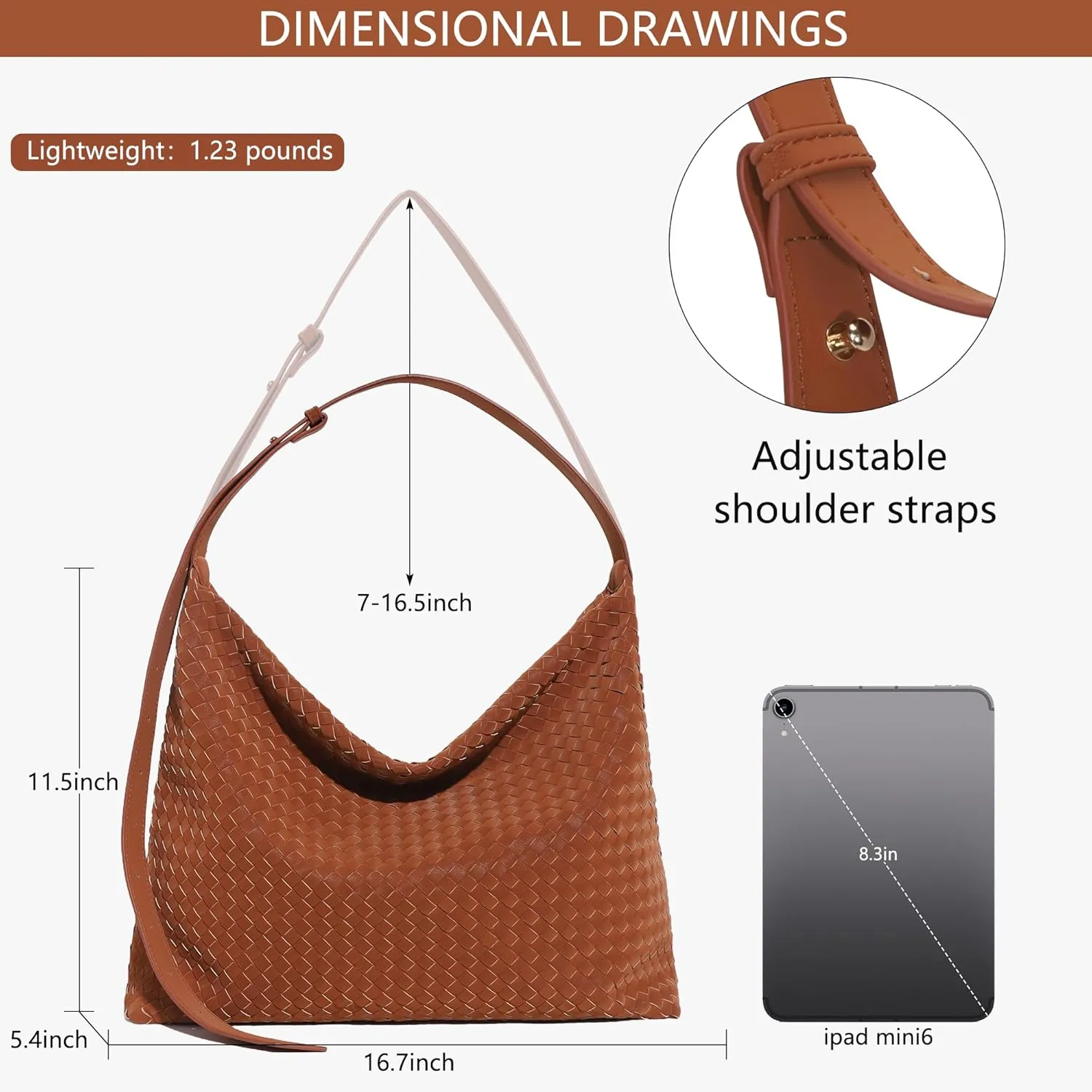 Woven Bag for Women, Vegan Leather Tote Bags Large Hobo Purses for Women Handmade Shoulder Bag with Adjustable Strap
