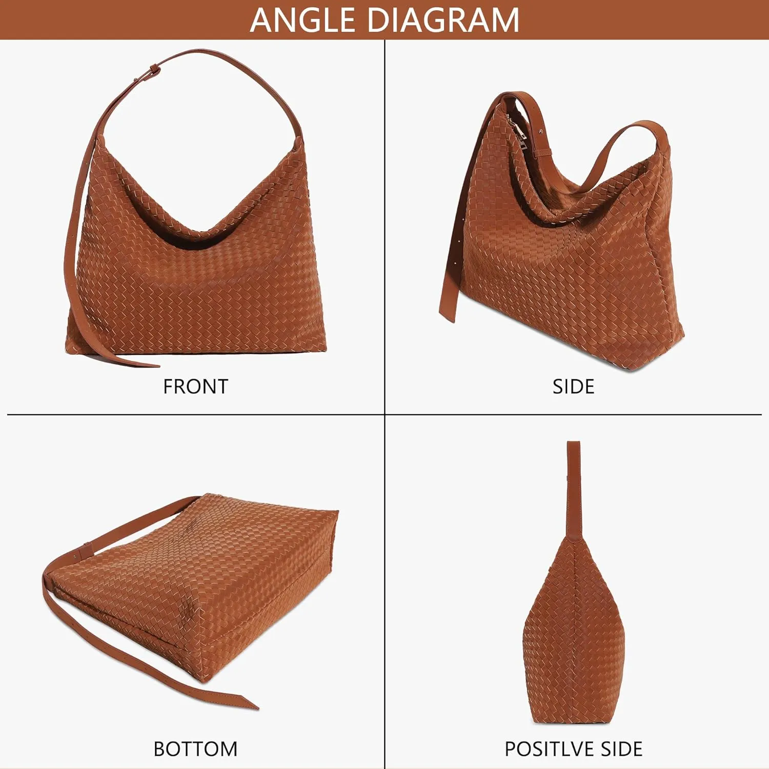 Woven Bag for Women, Vegan Leather Tote Bags Large Hobo Purses for Women Handmade Shoulder Bag with Adjustable Strap