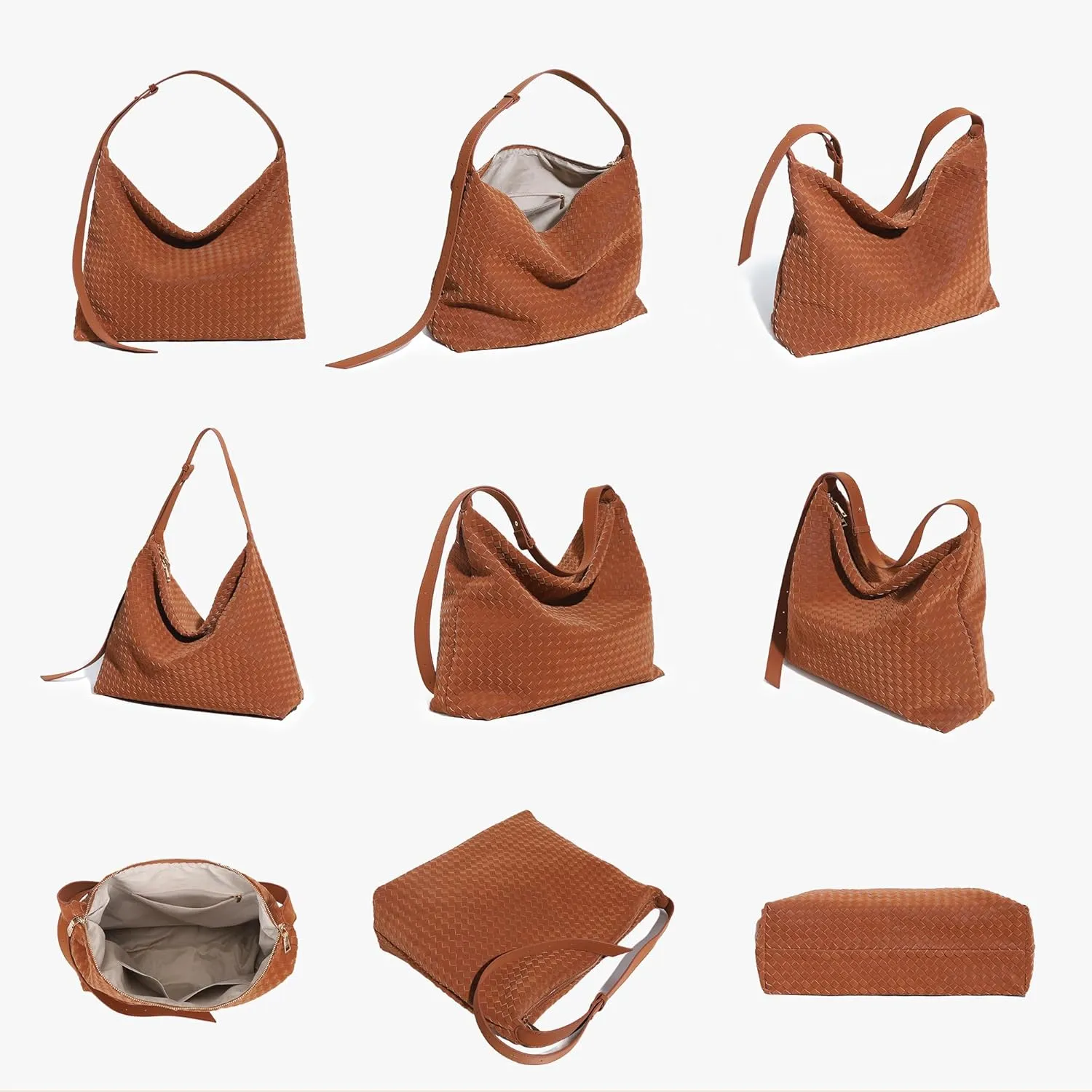 Woven Bag for Women, Vegan Leather Tote Bags Large Hobo Purses for Women Handmade Shoulder Bag with Adjustable Strap