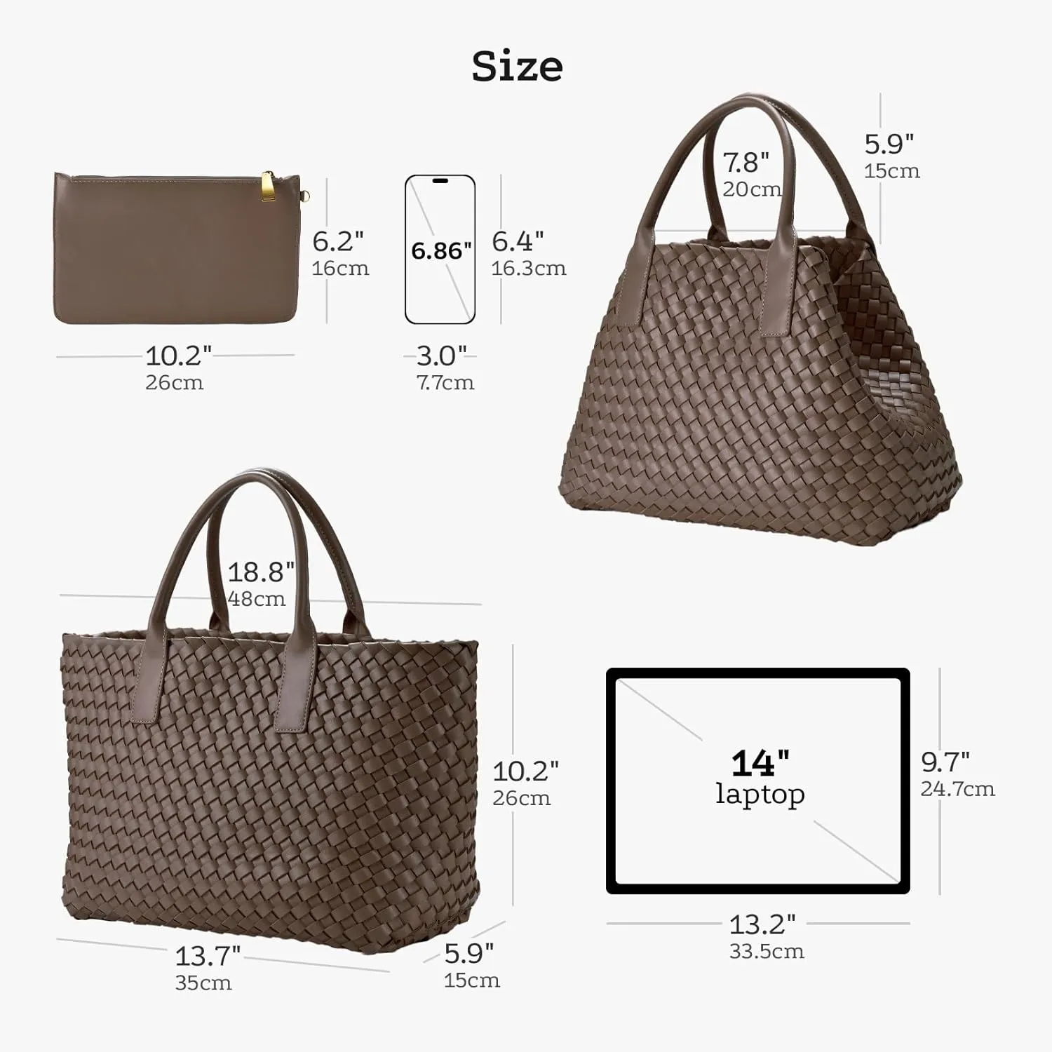 Woven leather tote bag for women, Large woven tote handbag, laptop tote, woven leather beach purses, Convertible 2-way Style