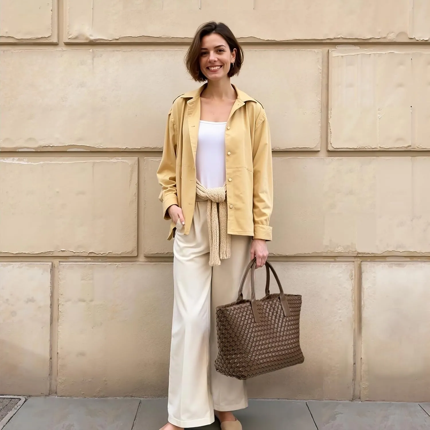 Woven leather tote bag for women, Large woven tote handbag, laptop tote, woven leather beach purses, Convertible 2-way Style