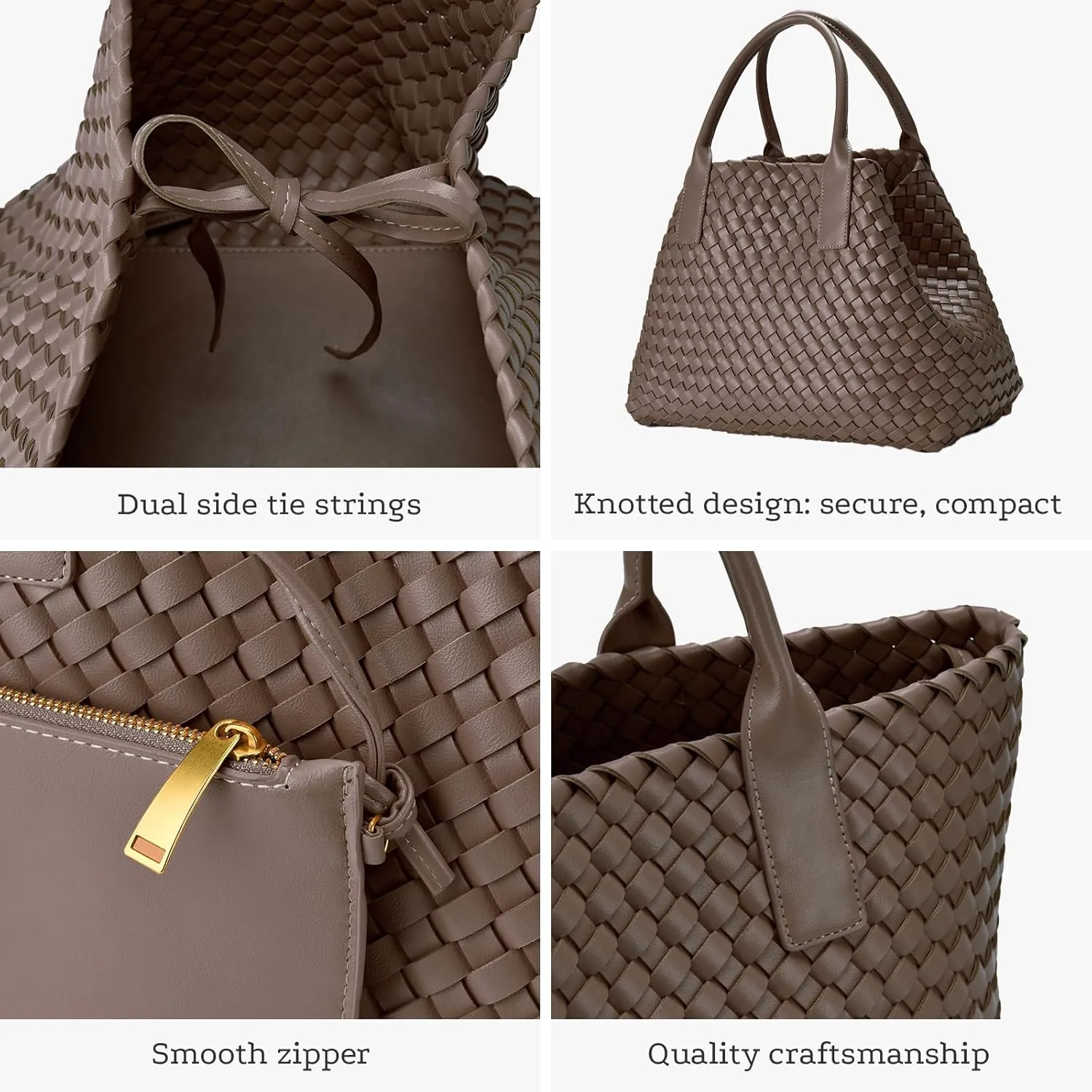 Woven leather tote bag for women, Large woven tote handbag, laptop tote, woven leather beach purses, Convertible 2-way Style