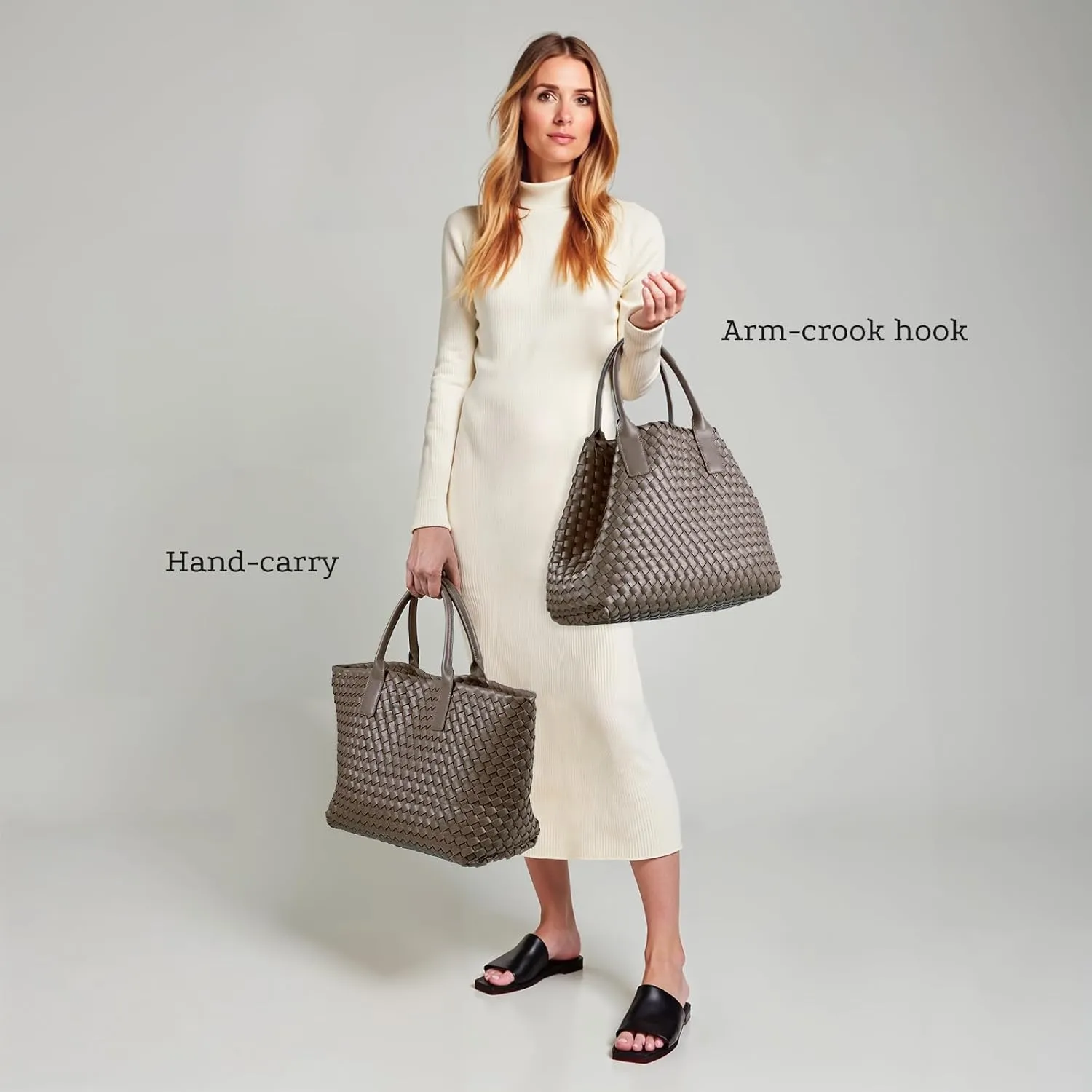Woven leather tote bag for women, Large woven tote handbag, laptop tote, woven leather beach purses, Convertible 2-way Style