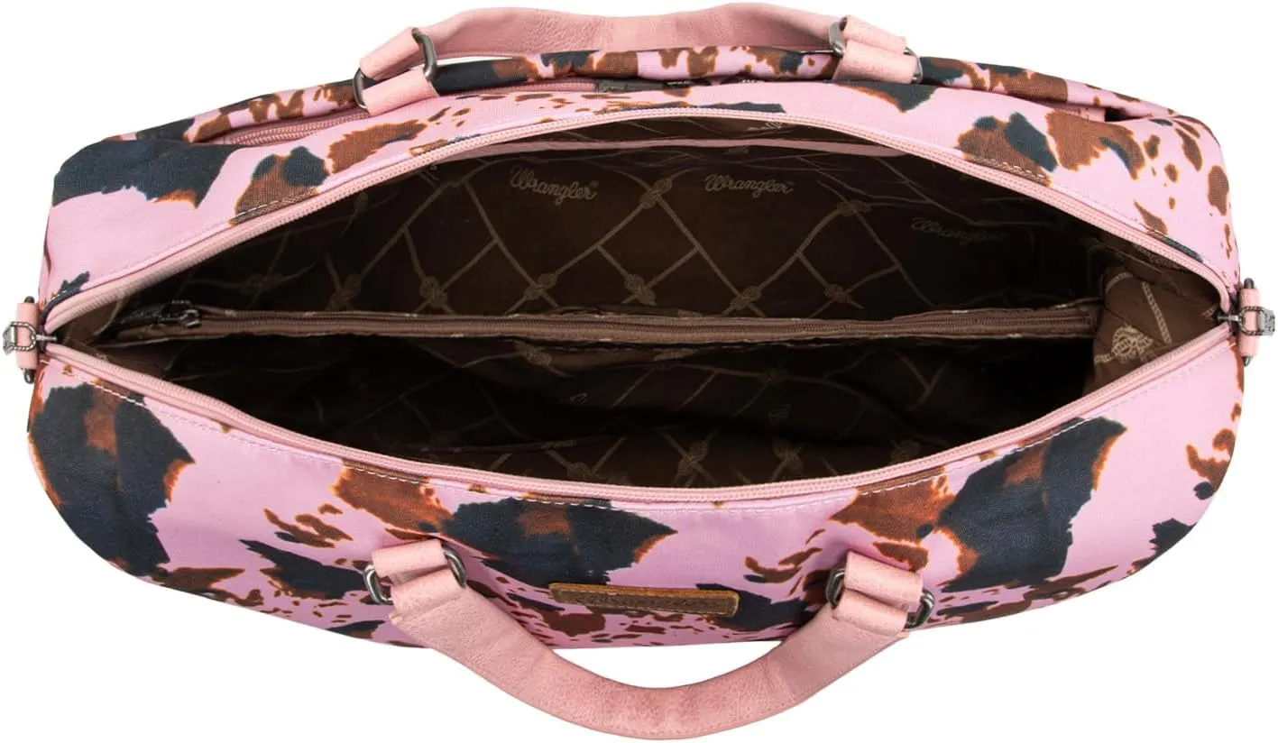Wrangler Travel Duffle Bag for Women Oversized Cow Print Weekender Bag Overnight Bag WG133-5110PK