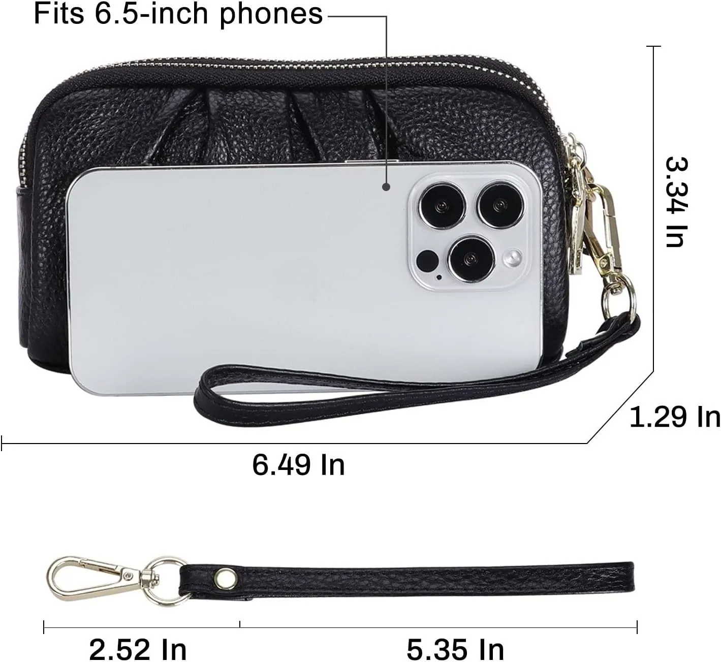 Wristlet Wallets for Women Genuine Leather Wristlet Purses Ladies Ruched Wristlet Clutch Wallet Purses