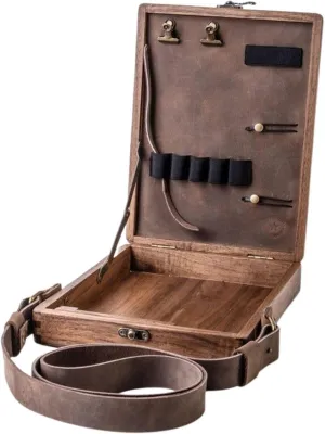 Writers Messenger Box - Retro Writer Storage Box for Artist or Writer Pen, Brush, Tool, Decorative Portable Shoulder Bag Style Wooden Box for Outdoor Painting