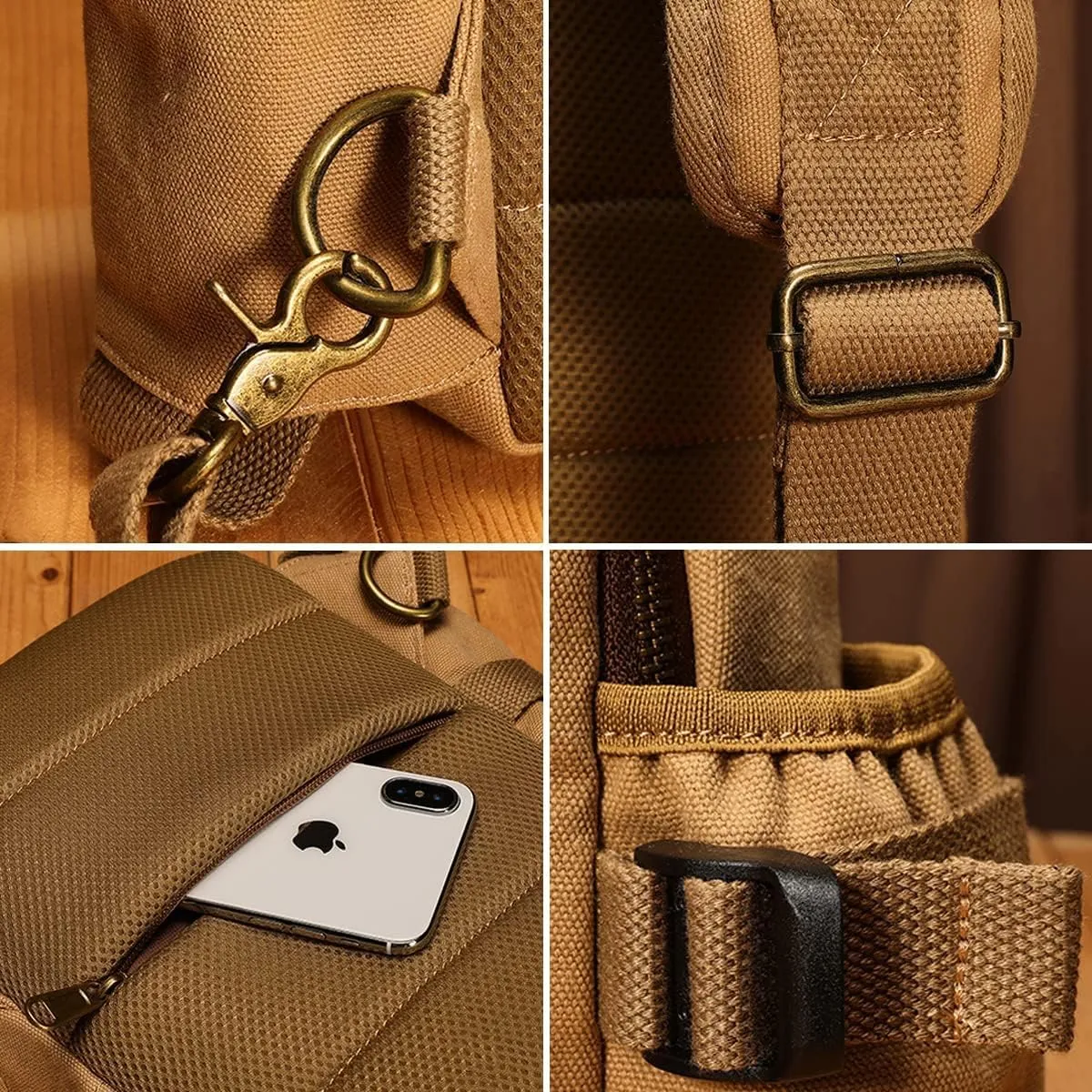 XINCADA Sling Bag for Men Canvas Man Purse Crossbody Small Messenger Bag Sling Backpack Shoulder Bags Travel Chest Pack Bags