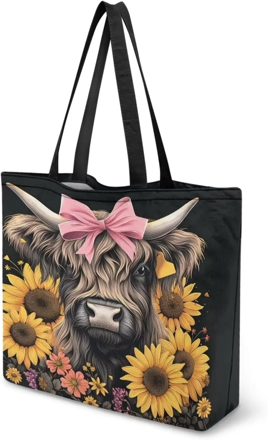Xpyiqun Canvas Tote Bag Reusabl Grocery Bags Aesthetic Totes Shopping Bag Travel Beach Bags
