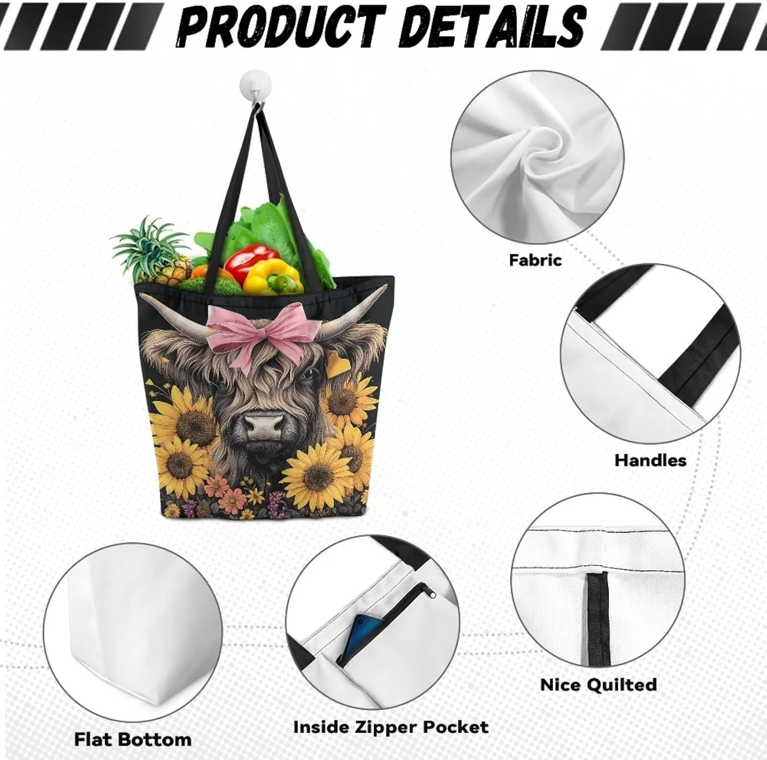 Xpyiqun Canvas Tote Bag Reusabl Grocery Bags Aesthetic Totes Shopping Bag Travel Beach Bags
