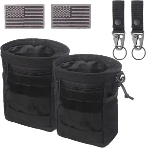 XTACER Molle Dump Pouch, Recycled Storage Drawstring Packs Magazine Bag for Range Shooting, Tactical Duty Belts, with USA Flag Patch and Belt Keychain