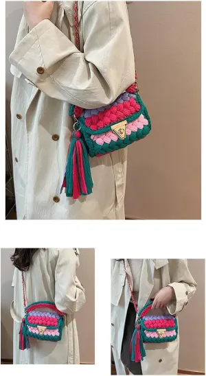 y2k Crossbody Bags for Women, Aesthetic Grunge Shoulder Bag Demure Emo Women Ladies Sling Purse Straw Chic Handbag (Lake blue)
