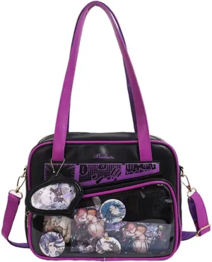 Y2K Fashion Crossbody Itabag, Handbag Bag Kawaii Grunge Shoulder Bag Emo JK Itabag Ita Sling Purse Itabag Crossbody (Black purple)