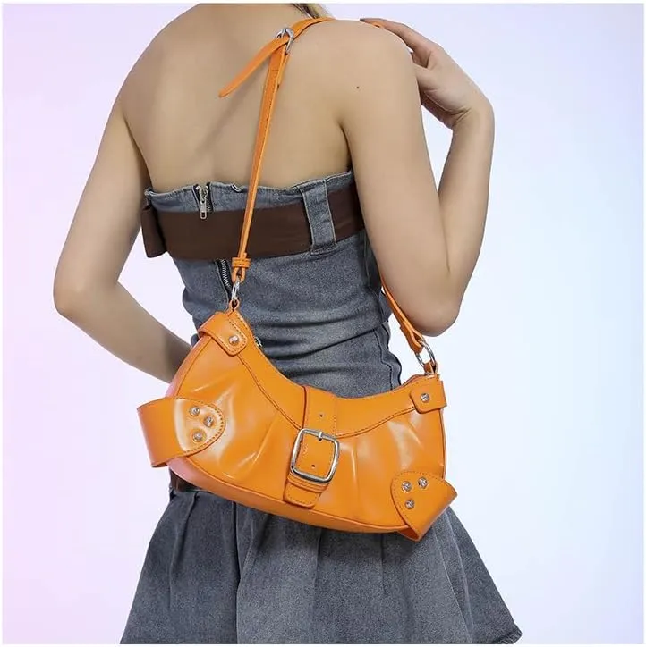 Y2k Purse Crossbody Bag for Women, Cute Chic Shoulder Bag Aesthetic Cross Body Purse Sling Purse Coquette Streetwear (orange)