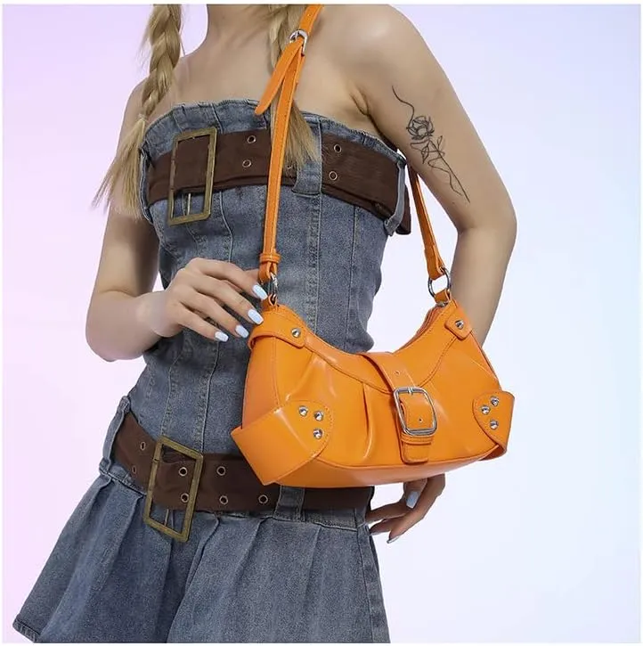 Y2k Purse Crossbody Bag for Women, Cute Chic Shoulder Bag Aesthetic Cross Body Purse Sling Purse Coquette Streetwear (orange)