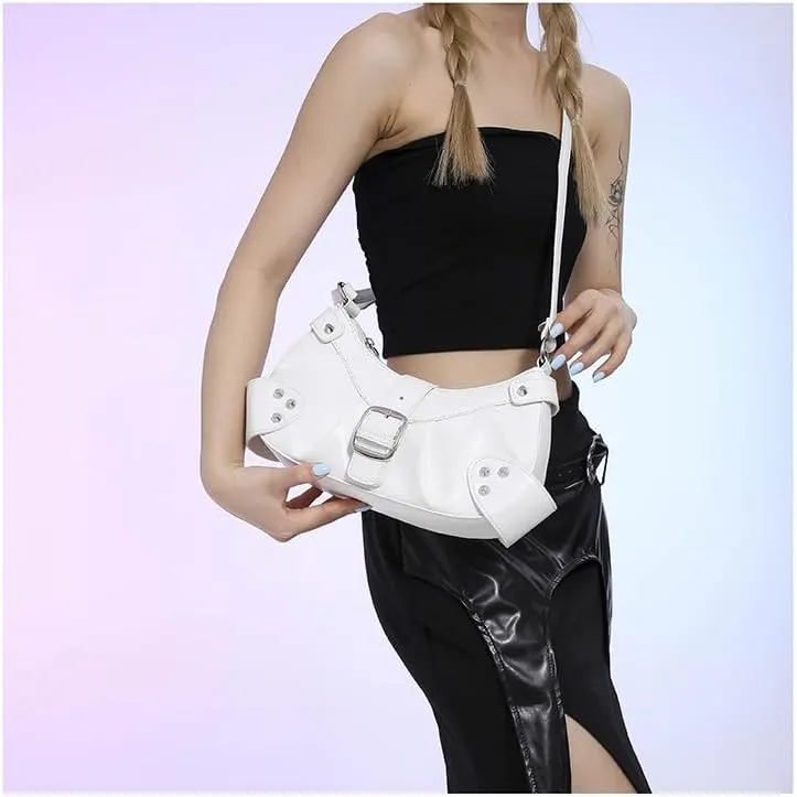 Y2k Purse Crossbody Bag for Women, Cute Chic Shoulder Bag Aesthetic Cross Body Purse Sling Purse Coquette Streetwear (white)