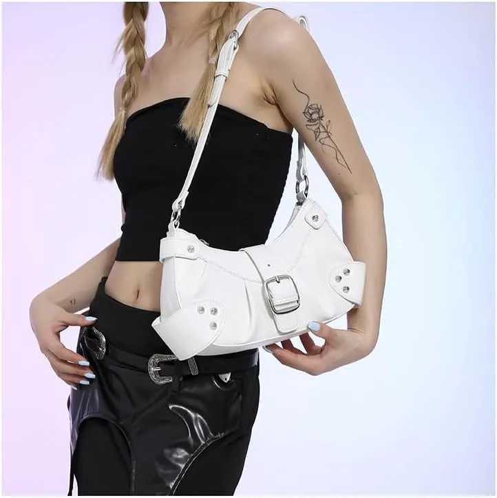 Y2k Purse Crossbody Bag for Women, Cute Chic Shoulder Bag Aesthetic Cross Body Purse Sling Purse Coquette Streetwear (white)