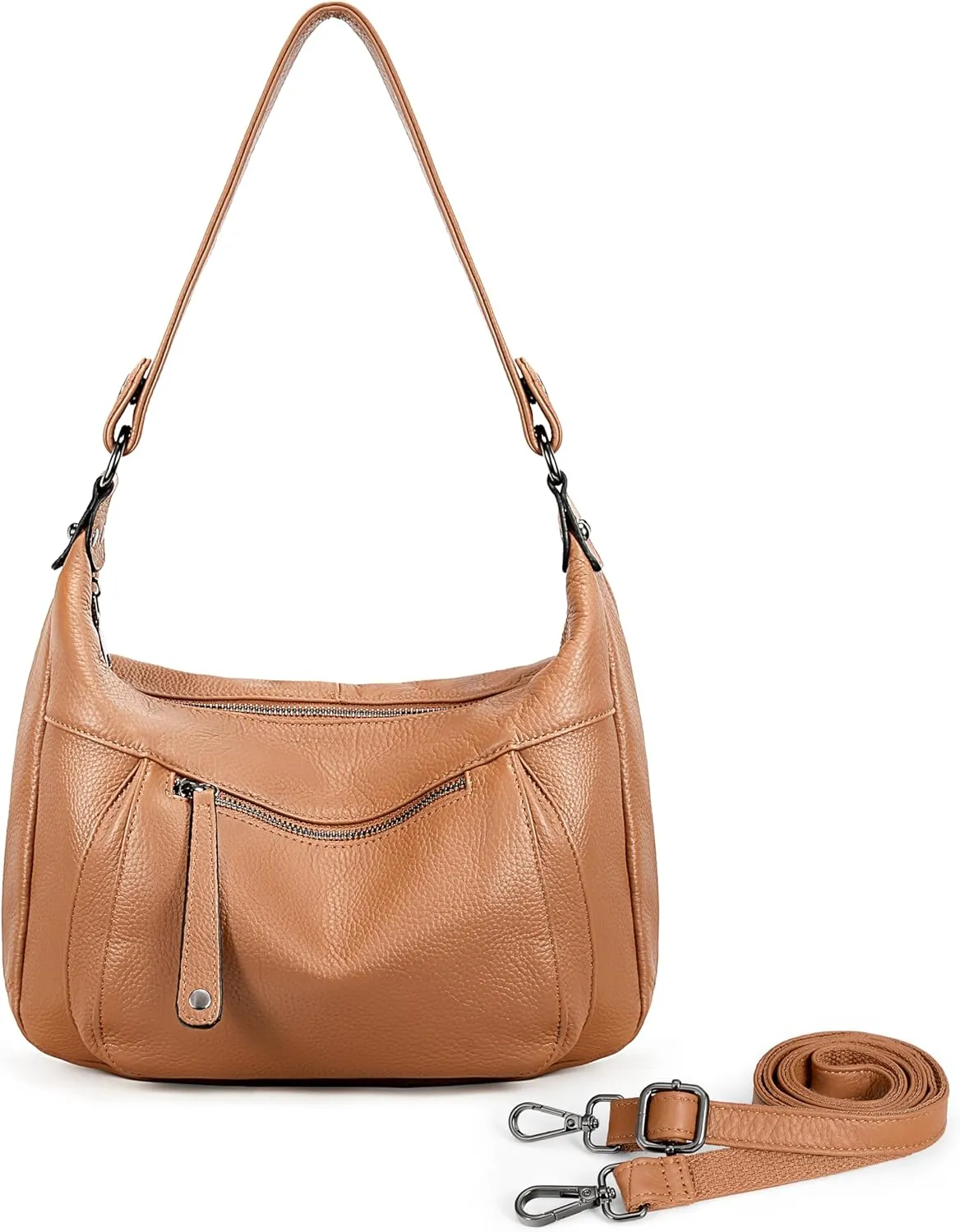 YALUXE Genuine Cowhide Leather Shoulder Bag Convertible Handbag Purse for Women