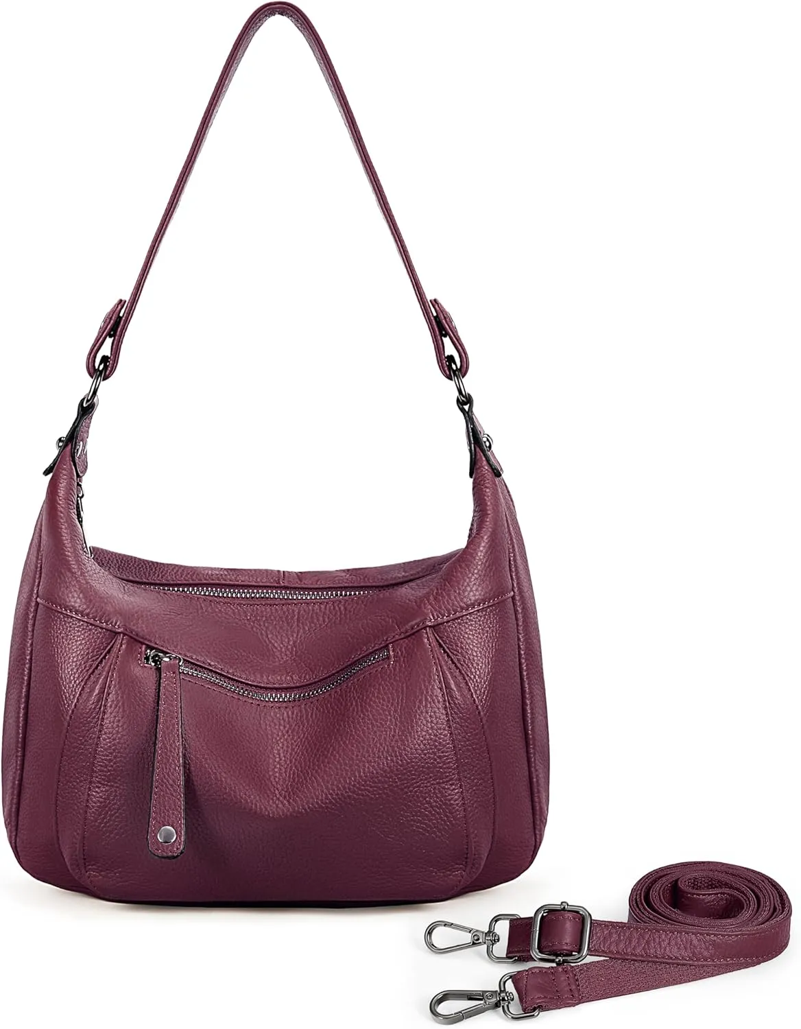 YALUXE Genuine Cowhide Leather Shoulder Bag Convertible Handbag Purse for Women