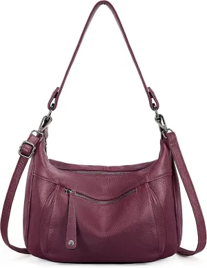 YALUXE Genuine Cowhide Leather Shoulder Bag Convertible Handbag Purse for Women