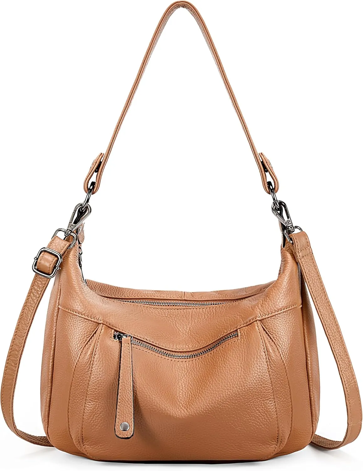 YALUXE Genuine Cowhide Leather Shoulder Bag Convertible Handbag Purse for Women