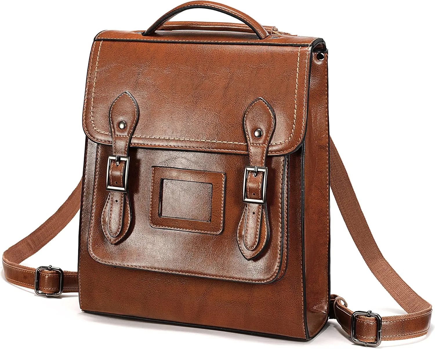 YALUXE Women’s Genuine Cowhide Leather Backpack Handbags Convertible Back Pack with Double Buckles Closure