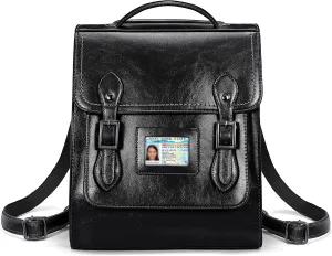 YALUXE Women’s Genuine Cowhide Leather Backpack Handbags Convertible Back Pack with Double Buckles Closure