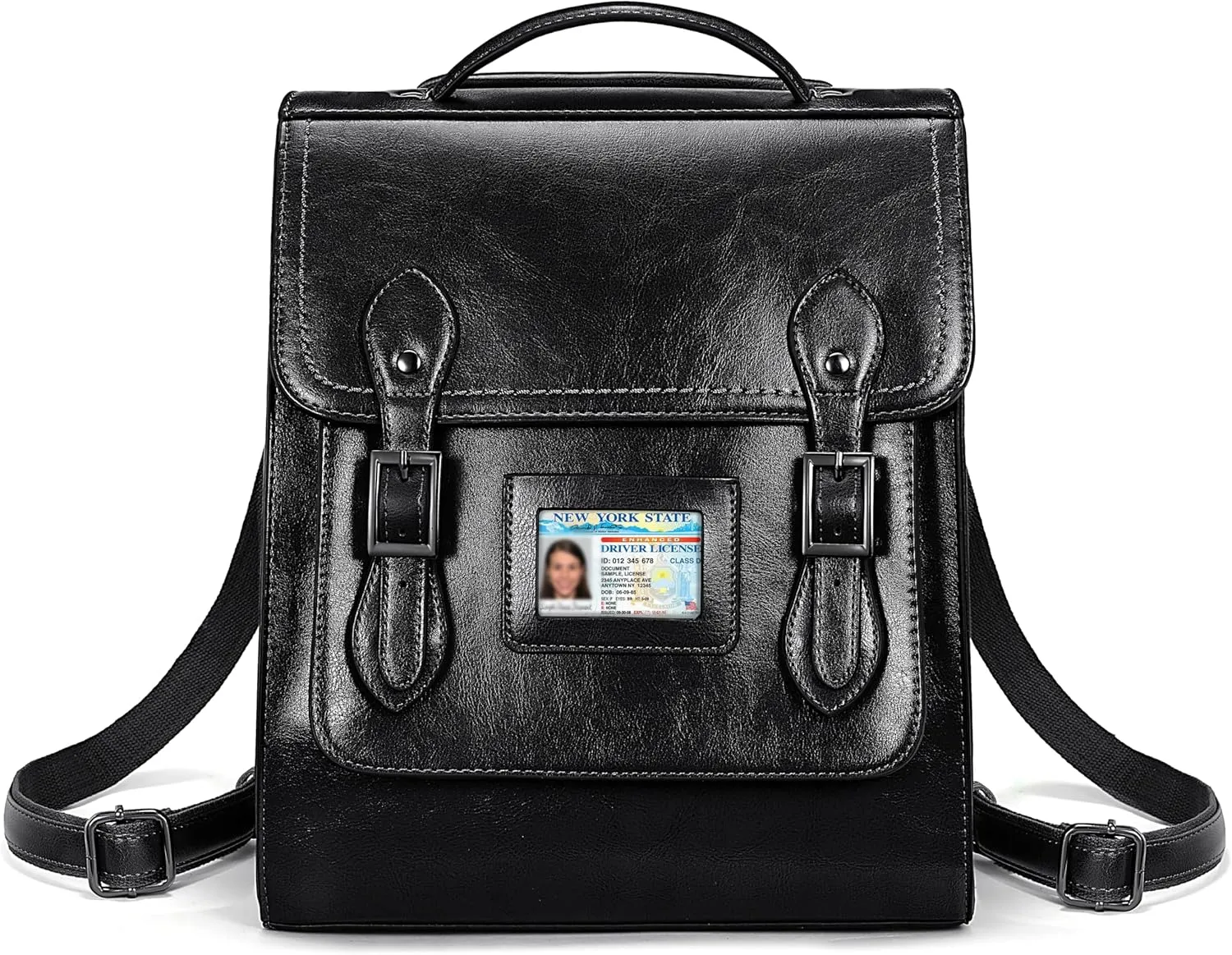 YALUXE Women’s Genuine Cowhide Leather Backpack Handbags Convertible Back Pack with Double Buckles Closure