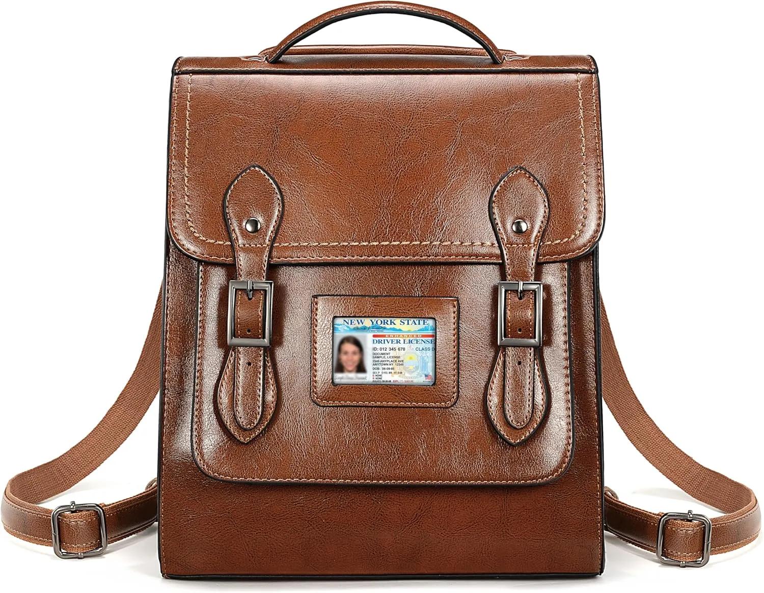 YALUXE Women’s Genuine Cowhide Leather Backpack Handbags Convertible Back Pack with Double Buckles Closure