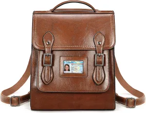 YALUXE Women’s Genuine Cowhide Leather Backpack Handbags Convertible Back Pack with Double Buckles Closure