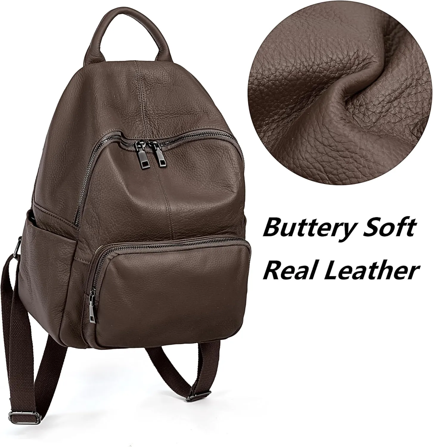 YALUXE Women's Real Leather Backpack Purse Convertible Shoulder Bag Versatile Daypack