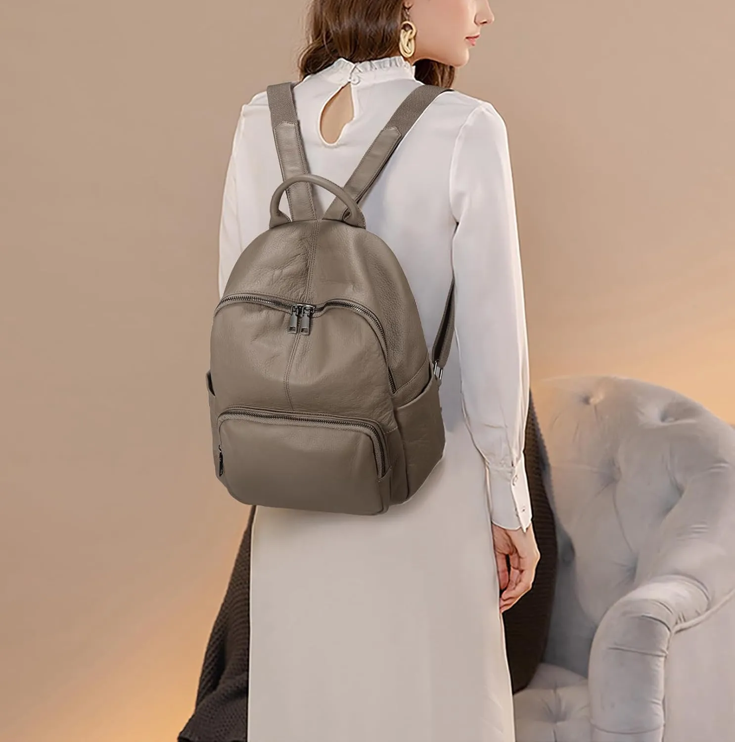 YALUXE Women's Real Leather Backpack Purse Convertible Shoulder Bag Versatile Daypack