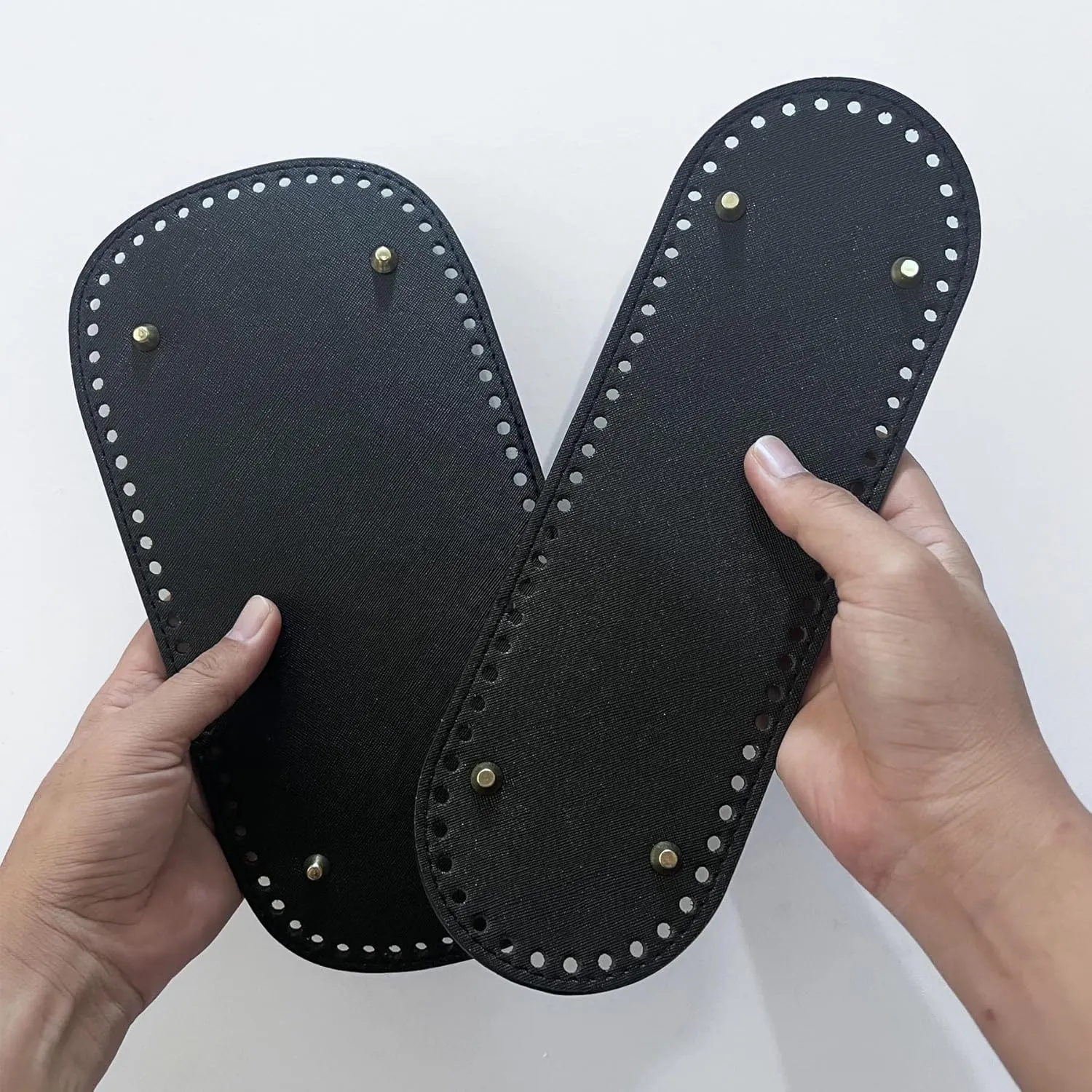 Yayatty 7-Piece PU Leather Bag Bottoms for DIY Handbag Making - Black Oval Knitting Bags with Crochet for Shoulder Bags