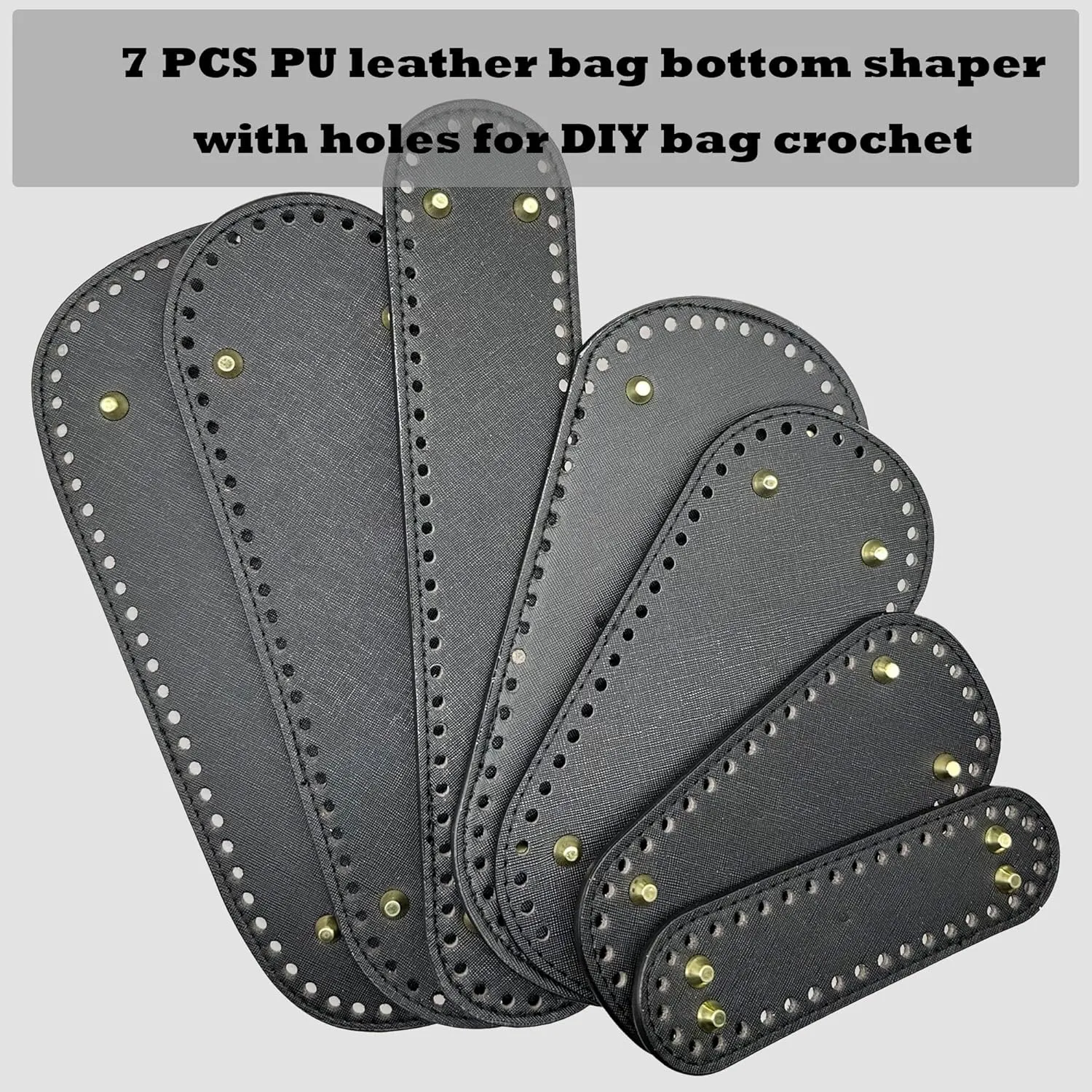 Yayatty 7-Piece PU Leather Bag Bottoms for DIY Handbag Making - Black Oval Knitting Bags with Crochet for Shoulder Bags