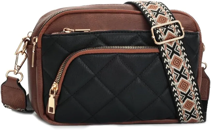 YDSIII Small Quilted Crossbody Bags for Women, Trendy Vegan Leather Cross Body Purse with Adjustable Wide Guitar Strap