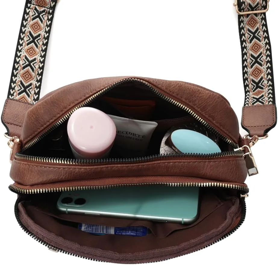 YDSIII Small Quilted Crossbody Bags for Women, Trendy Vegan Leather Cross Body Purse with Adjustable Wide Guitar Strap