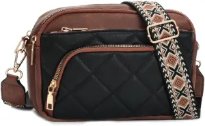 YDSIII Small Quilted Crossbody Bags for Women, Trendy Vegan Leather Cross Body Purse with Adjustable Wide Guitar Strap
