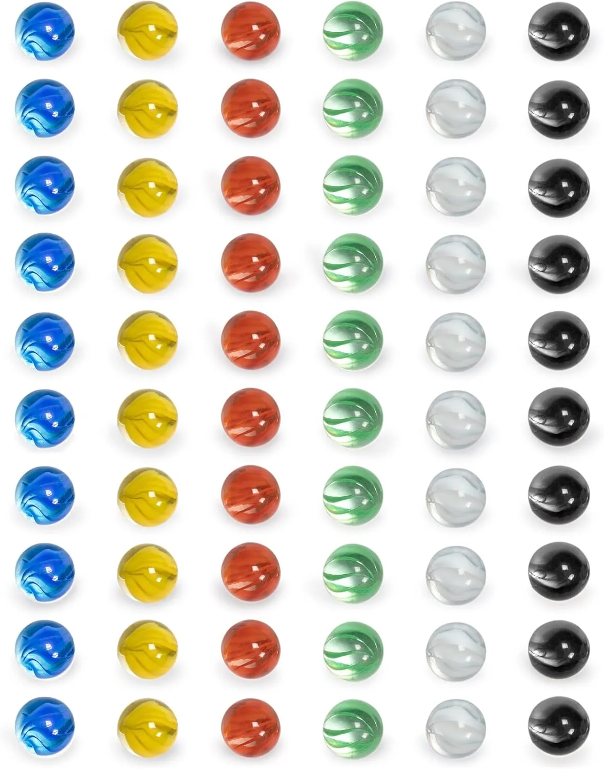 Yellow Mountain Imports 60 Pieces Translucent Chinese Checkers Glass Marbles with Petal Design - 14 Millimeters