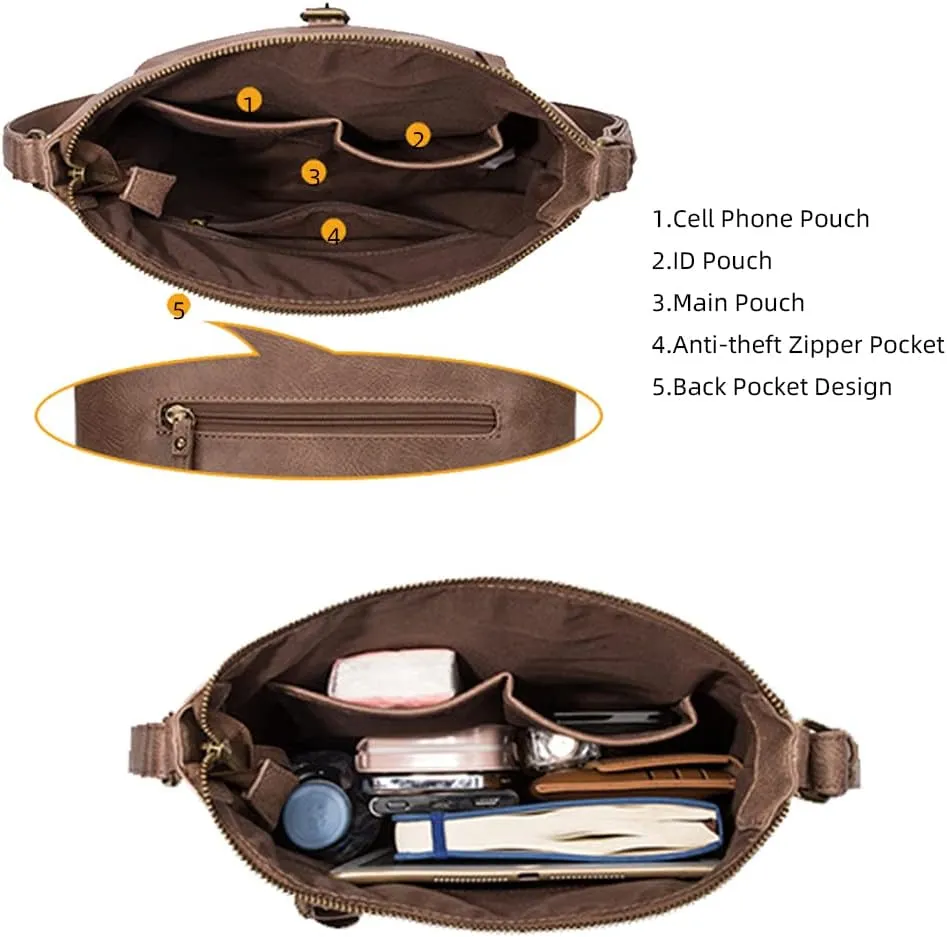 Yohora Shoulder Bag for Women Hobo Crossbody Purse Leather Tote Handbag Roomy Messenger Satchel for Work Daily Travel