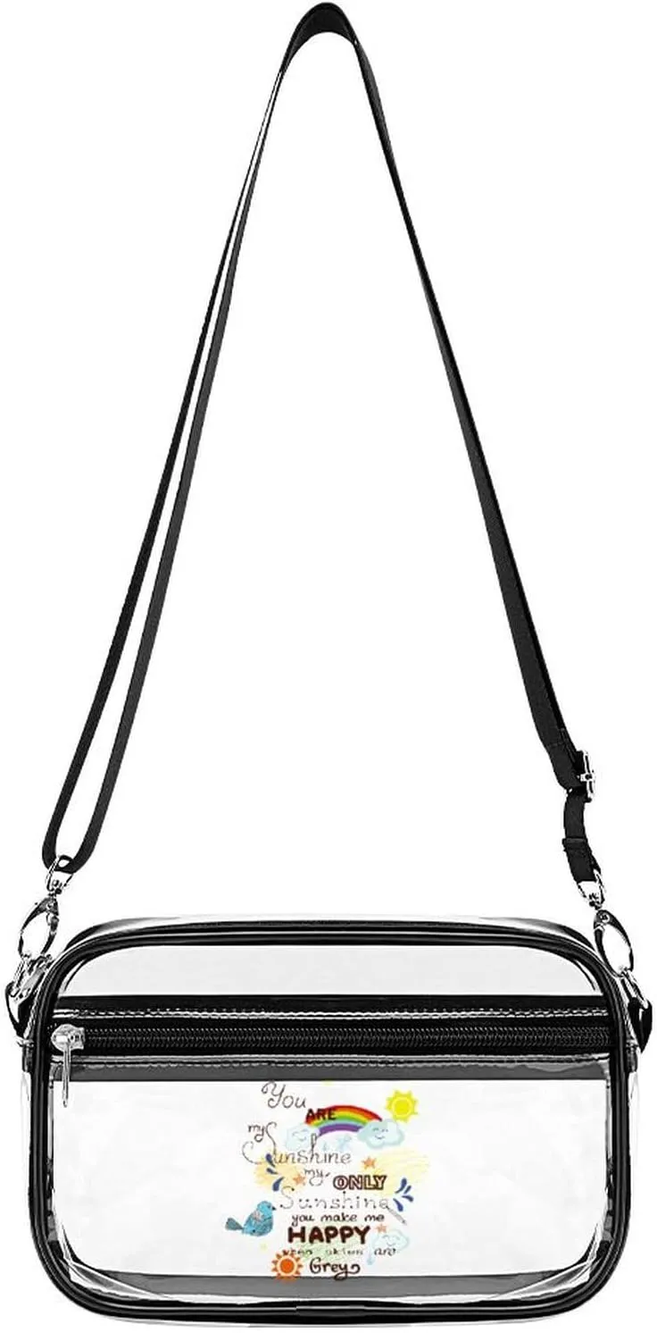 You are My Sunshine Clear Stadium Crossbody Bag Small Shoulder Purse Adjustable Strap Handbag for Women Men