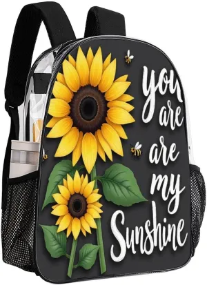 You Are My Sunshine Sunflower Rucksacks Lightweight Multipurpose Anti-Theft Shoulder Bag Big Capacity Laptop Book Bag Rucksack Transparent Bag
