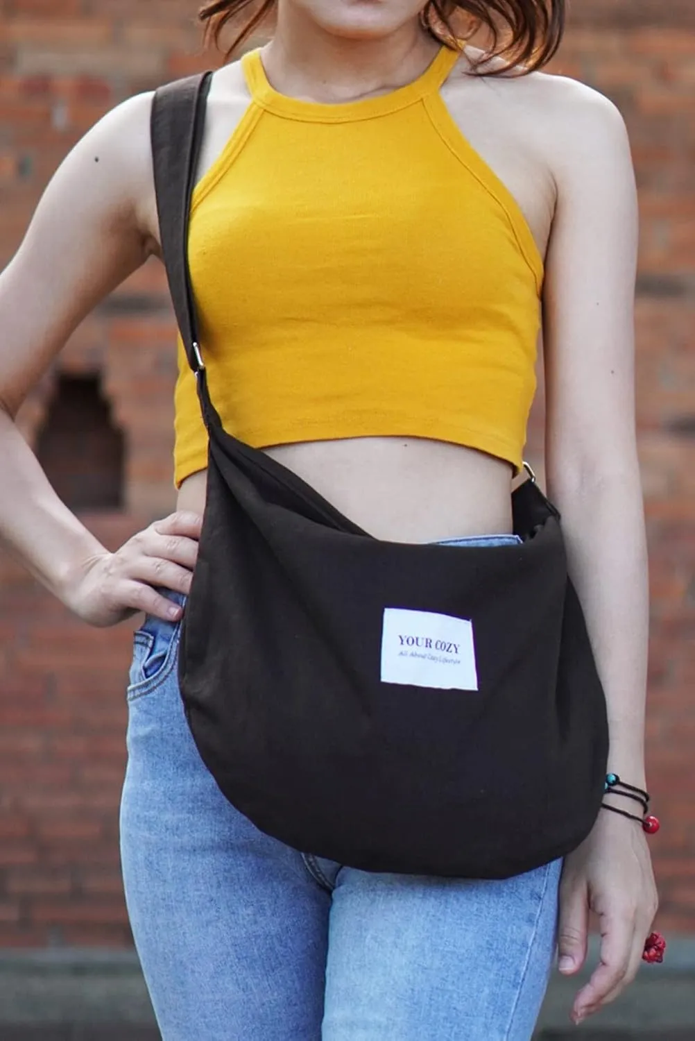 Your Cozy Women's Sling Crossbody Bags Large Shoulder Shopping Hobo Bag Handbag Top Zip Bags Handmade Messenger Bag