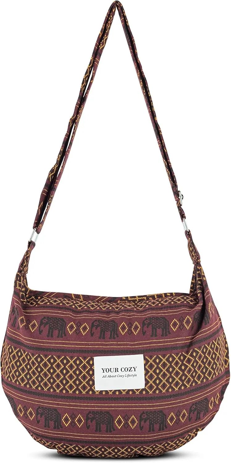 Your Cozy Women's Sling Crossbody Bags Large Shoulder Shopping Hobo Bag Handbag Top Zip Bags Handmade Messenger Bag