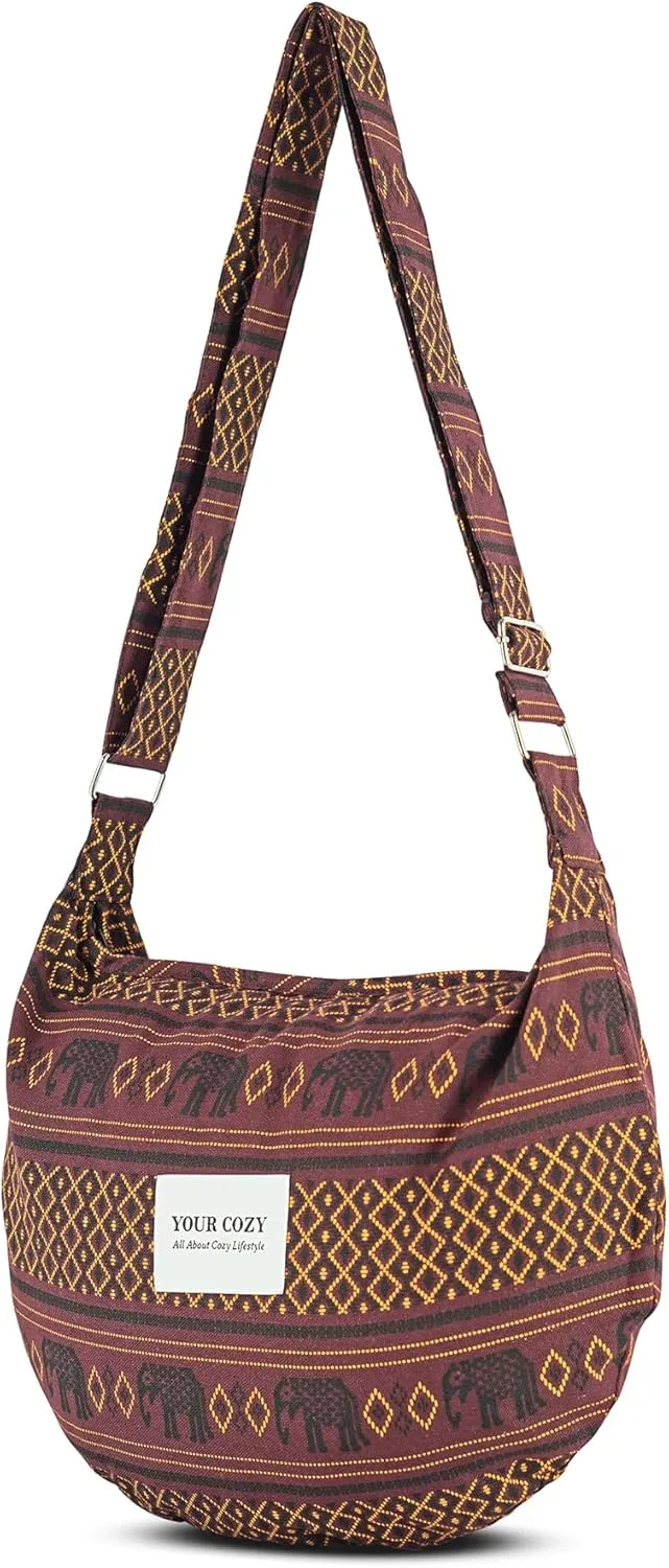 Your Cozy Women's Sling Crossbody Bags Large Shoulder Shopping Hobo Bag Handbag Top Zip Bags Handmade Messenger Bag