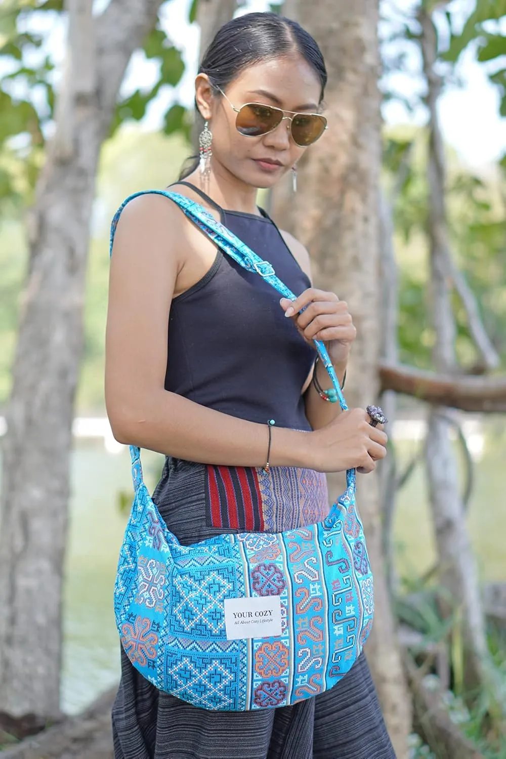 Your Cozy Women's Sling Crossbody Bags Large Shoulder Shopping Hobo Bag Handbag Top Zip Bags Handmade Messenger Bag