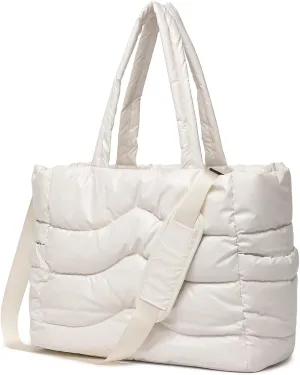 Y.U.M.C. Quilted Puffer Tote Bag for Women- Stylish Multi-Way Carrying Shoulder Bag with Laptop Compartment