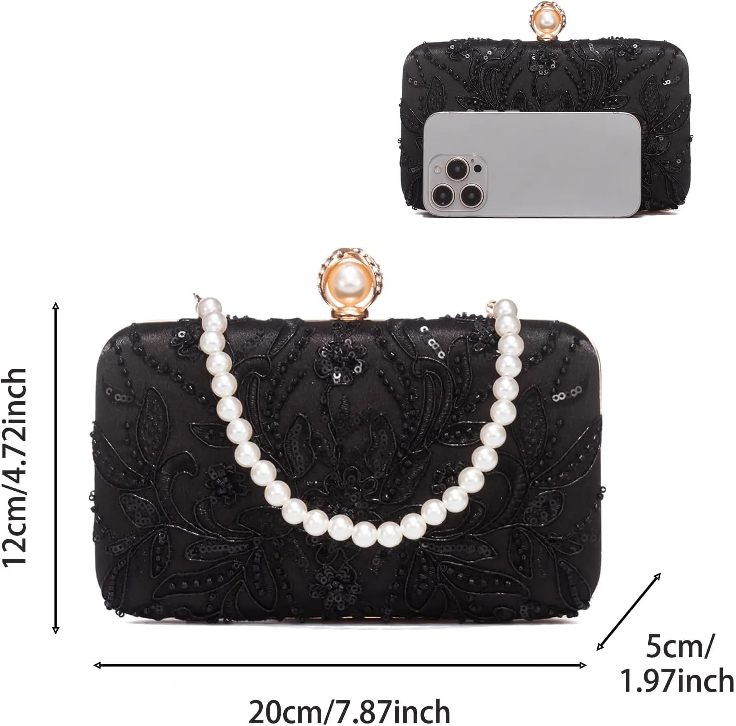 YYW Clutch Purses for Women Evening Bag Sequins Beaded Party Handbag Wedding Purse