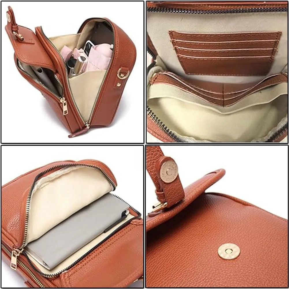 Zealburst Crossbody Leather Bag, Forcipower Crossbody Bag for Women with Built in Wallet