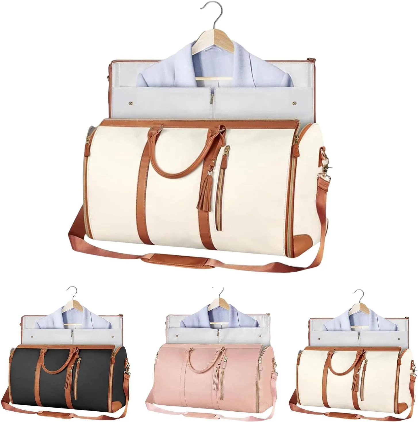 Zentotex Foldable Travel Bag, Zentotex Travel Bag, Lucshy Carry On Convertible High Capacity Travel Bag to Hang Clothes (Beige)