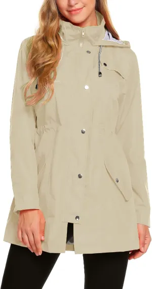 ZHENWEI Womens Lightweight Hooded Waterproof Active Outdoor Rain Jacket S-XXL